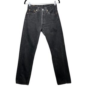 Vintage 90s Levis 501 Womens Jeans Black Made USA Straight Leg 28x30 High Rise